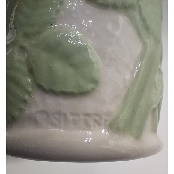 Canister Lid Ceramic Vintage Yellow Roses 5.25" Crazing Midcentury Floral Jar - Picture 9 of 16